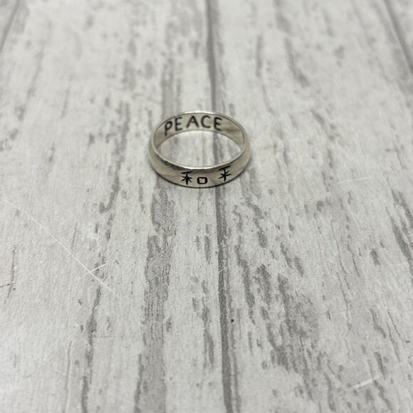 Womens Peace 925 Silver Ring Chinese Symbols - Picture 1 of 5